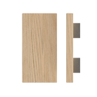 Timber pull handle in Tasmanian Oak, 300mm length and 150mm width, by Style Finish Doorware, shown on a door.