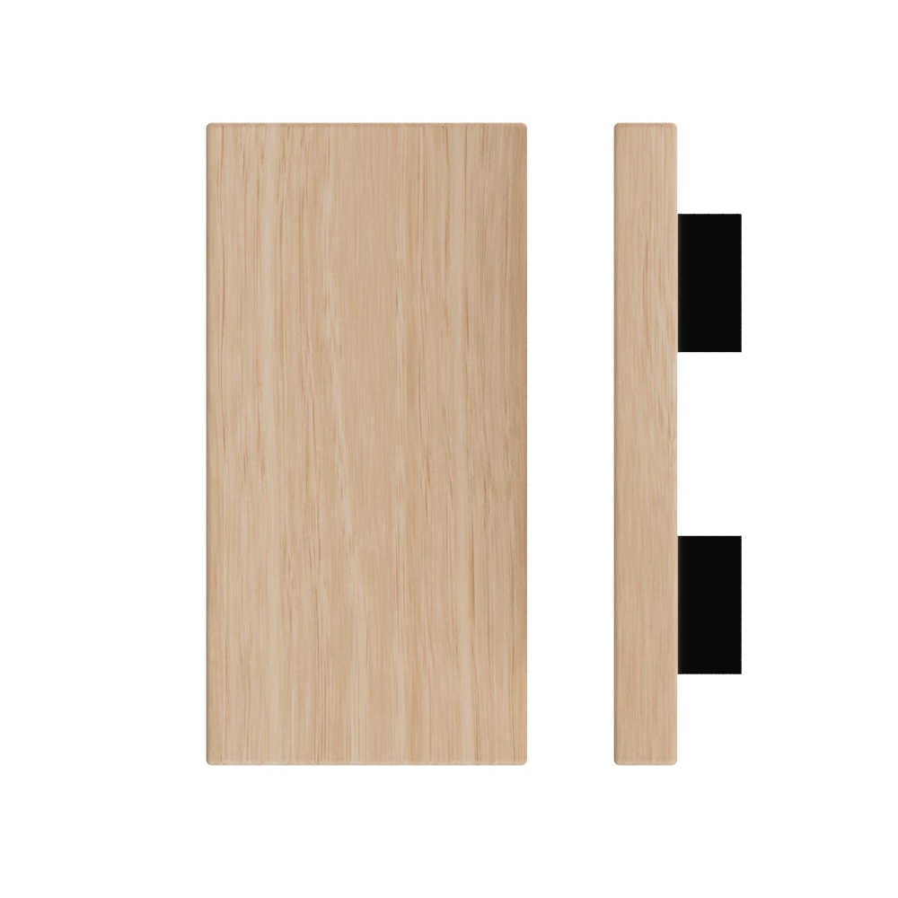 Single T04 Timber Entrance Pull Handle, Victorian Ash, 300mm x 150mm x Projection 68mm, Coated in Hard Wax (accentuates rich colours) in Victorian Ash / Satin Anodised Gun Metal
