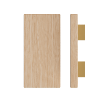 Single T04 Timber Entrance Pull Handle, Victorian Ash, 300mm x 150mm x Projection 68mm, Coated in Hard Wax (accentuates rich colours) in Victorian Ash / Satin Anodised Brass