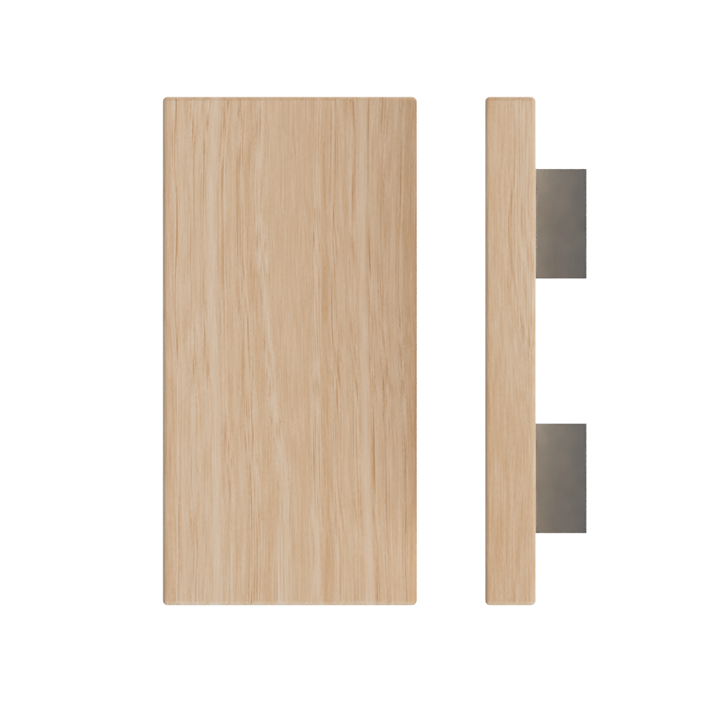 Single T04 Timber Entrance Pull Handle, Victorian Ash, 300mm x 150mm x Projection 68mm, Coated in Hard Wax (accentuates rich colours) in Victorian Ash / Satin Anodised Nickel
