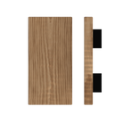 Timber pull handle in American Walnut, 300mm length, 150mm width, by Style Finish Doorware, mounted on a door.