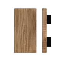 Timber pull handle in American Walnut, 300mm length, 150mm width, by Style Finish Doorware, mounted on a door.