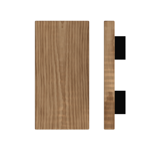 Single T04 Timber Entrance Pull Handle, American Walnut, 300mm x 150mm x Projection 68mm, Coated in Hard Wax (accentuates rich colours) in Black Walnut / Satin Anodised Gun Metal