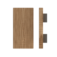 Single T04 Timber pull handle by Style Finish Doorware, 300mm American Walnut wood door handle with W150mm width.