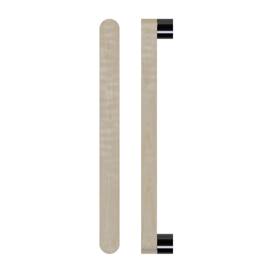 Single T05 Timber Entrance Pull Handle, American White Oak, CTC800mm, H832mm x W32mm x D19mm x Projection 57mm, in Raw Timber (ready to stain or paint) in White Oak / Black