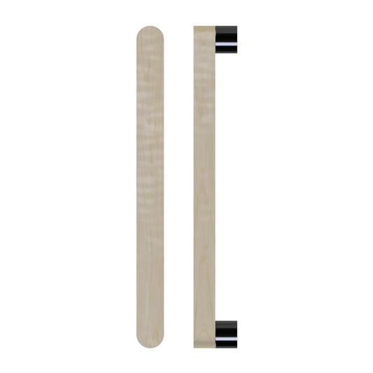 Single T05 Timber Entrance Pull Handle, American White Oak, CTC800mm, H832mm x W32mm x D19mm x Projection 57mm, Coated in Hard Wax (accentuates rich colours) in White Oak / Satin Anodised Gun Metal