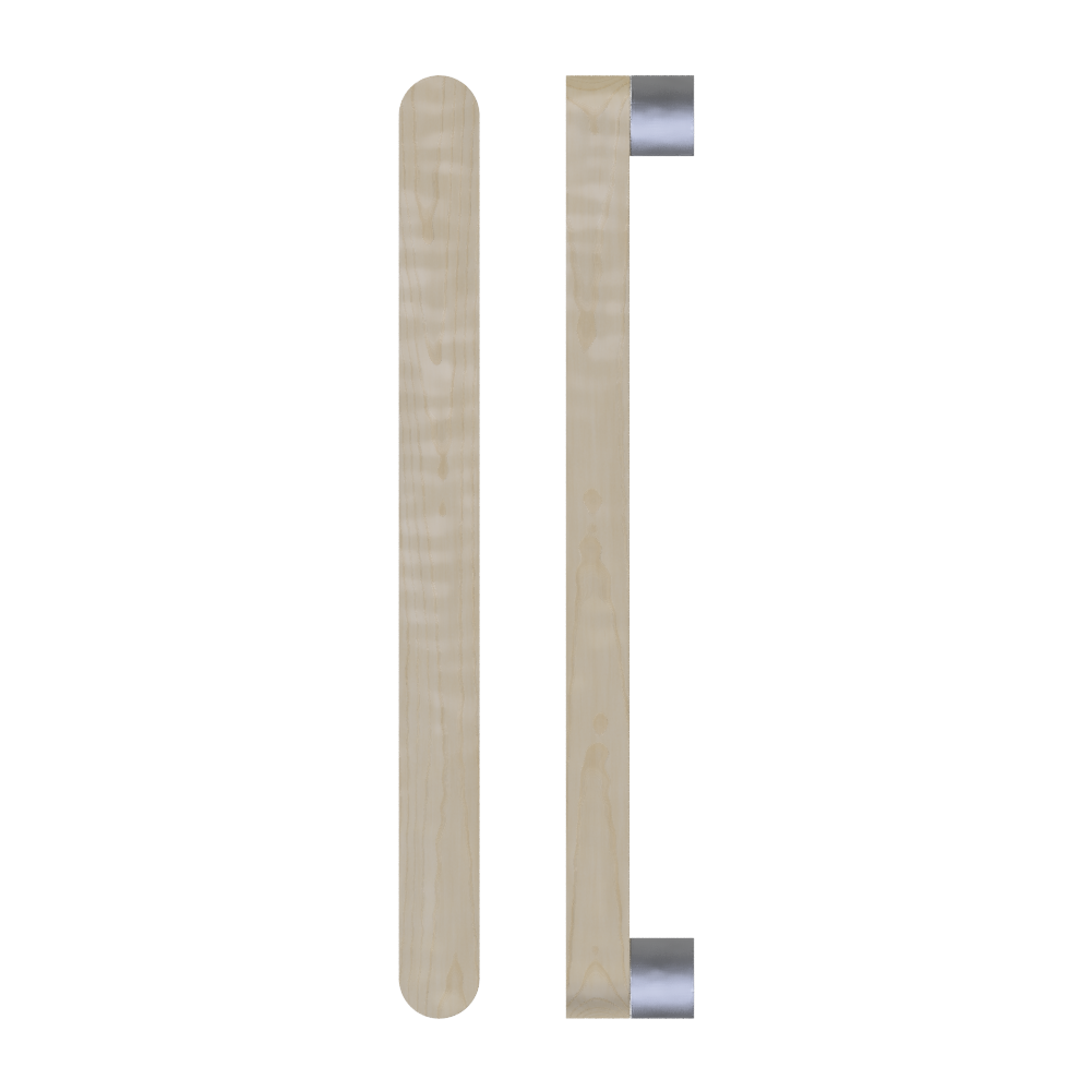 Single T05 Timber Entrance Pull Handle, American White Oak, CTC800mm, H832mm x W32mm x D19mm x Projection 57mm, Coated in Hard Wax (accentuates rich colours) in White Oak / Satin Anodised Nickel