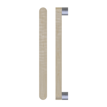Single T05 Timber Entrance Pull Handle, American White Oak, CTC800mm, H832mm x W32mm x D19mm x Projection 57mm, in Raw Timber (ready to stain or paint) in White Oak / Satin Nickel