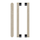 Pair of Style Finish Doorware T05 Timber Pull Handles in American Oak with black accents, designed for wooden doors.