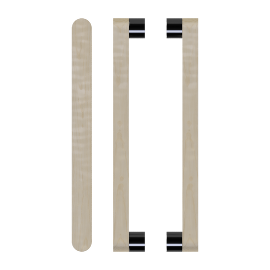 Pair T05 Timber Entrance Pull Handle, American White Oak, Back to Back Pair, CTC800mm, H832mm x W32mm x D19mm x Projection 57mm, Coated in Hard Wax (accentuates rich colours) in White Oak / Satin Anodised Gun Metal