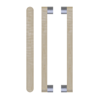 Pair of Style Finish Doorware T05 Timber Pull Handles in American Oak with satin nickel finish