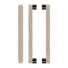 Pair of T05 Timber Pull Handles in Tasmanian Oak by Style Finish Doorware, showing smooth wooden grips and mounting hardware.