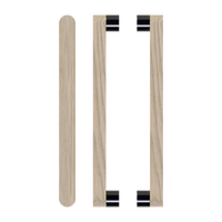 Pair of T05 Timber Pull Handles in Tasmanian Oak by Style Finish Doorware, showing smooth wooden grips and mounting hardware.