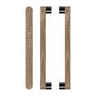 Pair of T05 Timber Pull Handles in American Walnut by Style Finish Doorware, featuring sleek wood grain and modern design.