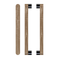 Pair of T05 Timber Pull Handles in American Walnut by Style Finish Doorware, featuring sleek wood grain and modern design.