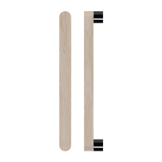 Single T05 Timber Entrance Pull Handle, Tasmanian Oak, CTC800mm, H832mm x W32mm x D19mm x Projection 57mm, Coated in Hard Wax (accentuates rich colours) in Tasmanian Oak / Satin Anodised Gun Metal