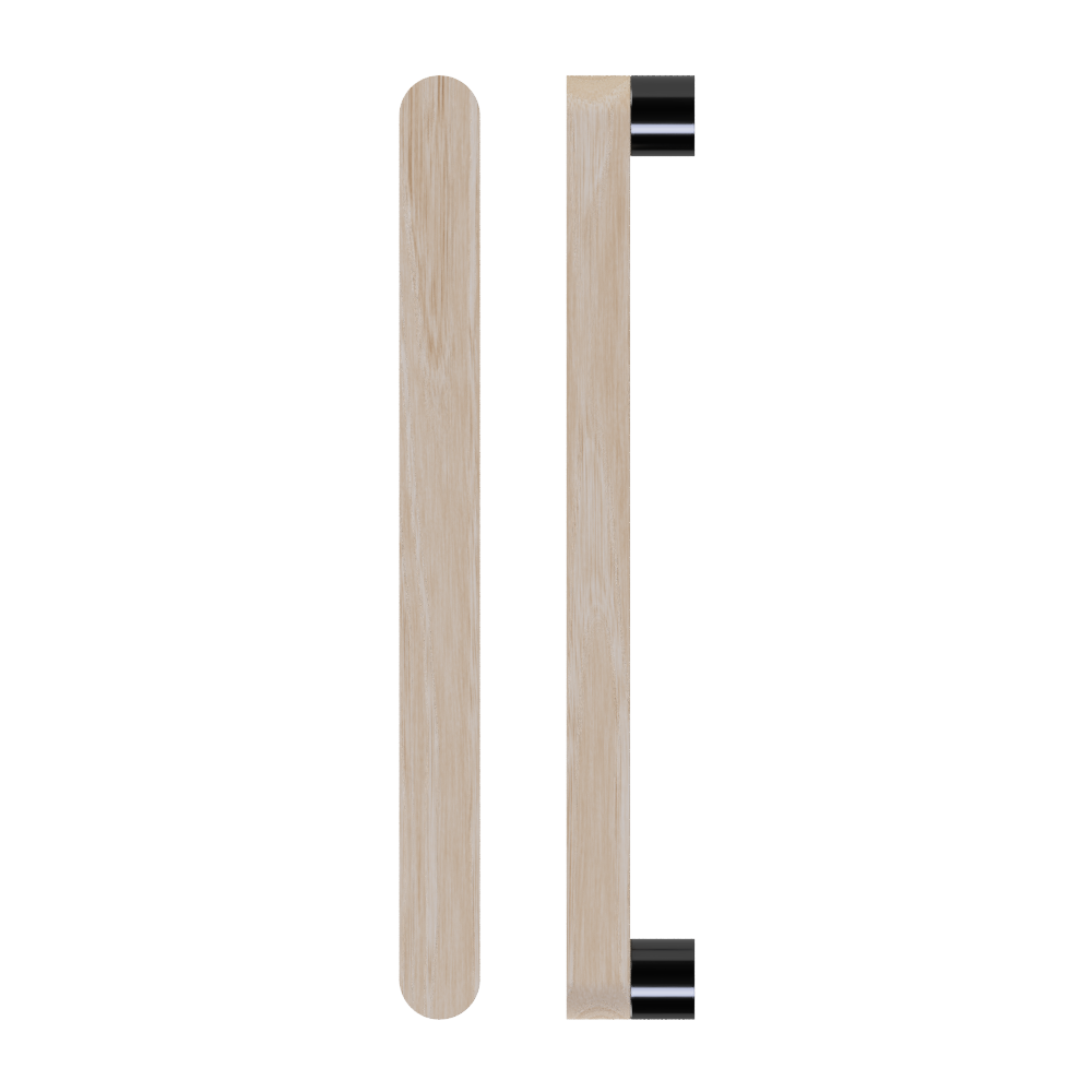 Timber T05 Tasmanian Oak pull handle by Style Finish Doorware on a door, showcasing its sleek single handle design.