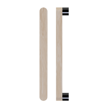 Single T05 Timber Entrance Pull Handle, Tasmanian Oak, CTC800mm, H832mm x W32mm x D19mm x Projection 57mm, in Raw Timber (ready to stain or paint) in Tasmanian Oak / Satin Anodised Gun Metal