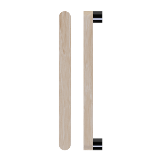 Single T05 Timber Entrance Pull Handle, Tasmanian Oak, CTC800mm, H832mm x W32mm x D19mm x Projection 57mm, Coated in Hard Wax (accentuates rich colours) in Tasmanian Oak / Satin Anodised Gun Metal