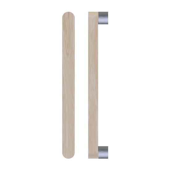 Single T05 Timber Entrance Pull Handle, Tasmanian Oak, CTC800mm, H832mm x W32mm x D19mm x Projection 57mm, Coated in Hard Wax (accentuates rich colours) in Tasmanian Oak / Satin Anodised Nickel