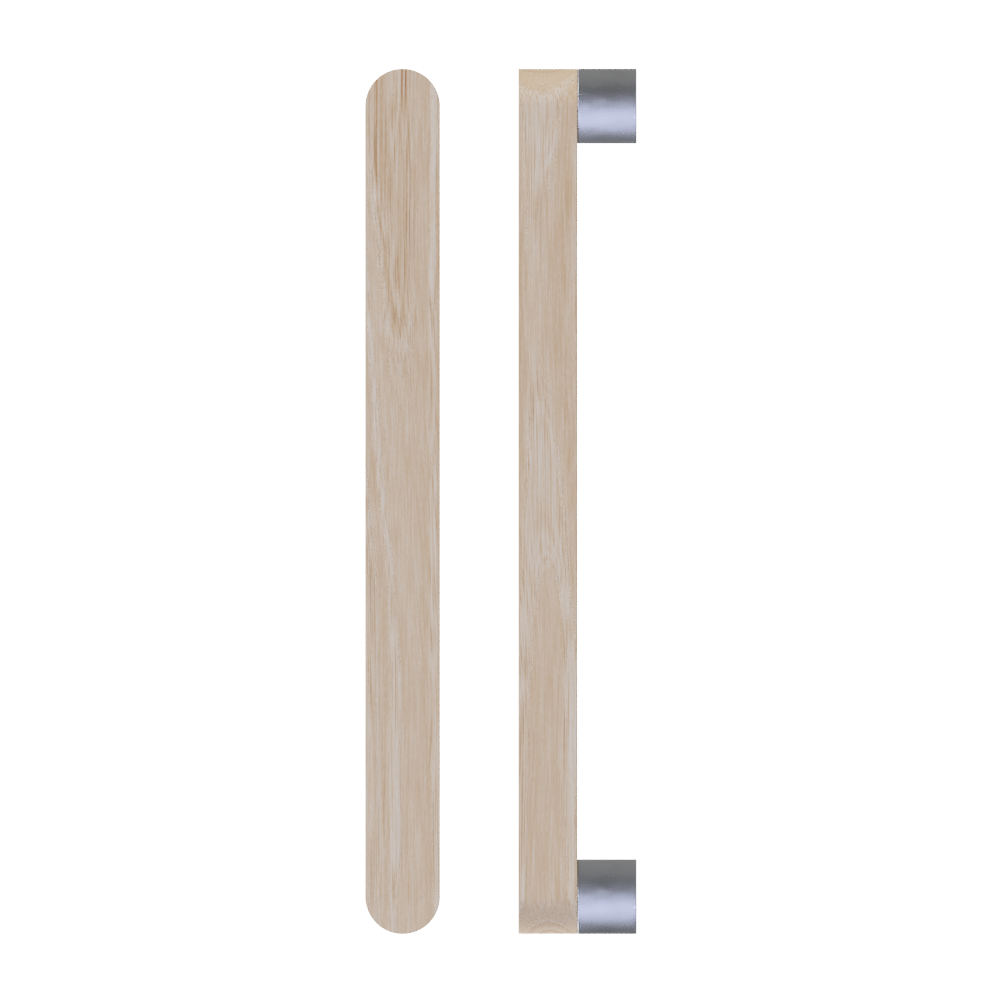 Single T05 Timber Entrance Pull Handle, Tasmanian Oak, CTC800mm, H832mm x W32mm x D19mm x Projection 57mm, Coated in Hard Wax (accentuates rich colours) in Tasmanian Oak / Satin Anodised Nickel