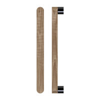 Single T05 Timber Pull Handle in American Walnut by Style Finish Doorware, showcasing its sleek wooden design and polished finish.