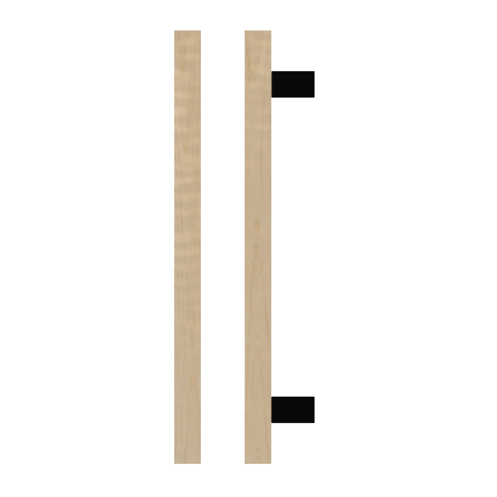 Single T06-25 Timber Entrance Pull Handle, American White Oak, CTC600mm, H800mm x 25mm x 25mm x Projection 70mm, Coated in Hard Wax (accentuates rich colours) in White Oak / Satin Anodised Gun Metal