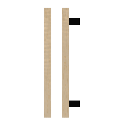 Single T06-25 Timber Entrance Pull Handle, American White Oak, CTC600mm, H800mm x 25mm x 25mm x Projection 70mm, Coated in Hard Wax (accentuates rich colours) in White Oak / Satin Anodised Gun Metal