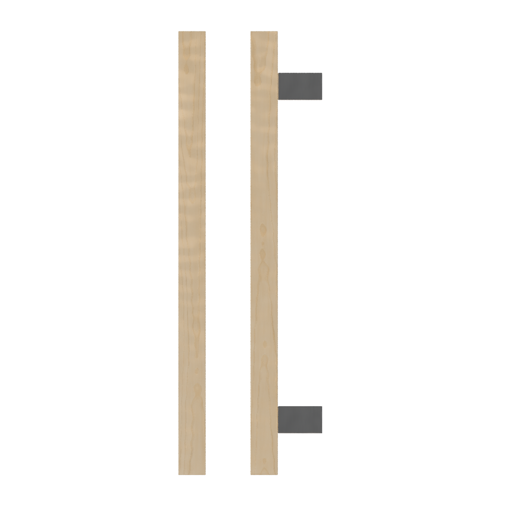 Single T06-25 Timber Entrance Pull Handle, American White Oak, CTC600mm, H800mm x 25mm x 25mm x Projection 70mm, Coated in Hard Wax (accentuates rich colours) in White Oak / Satin Anodised Nickel