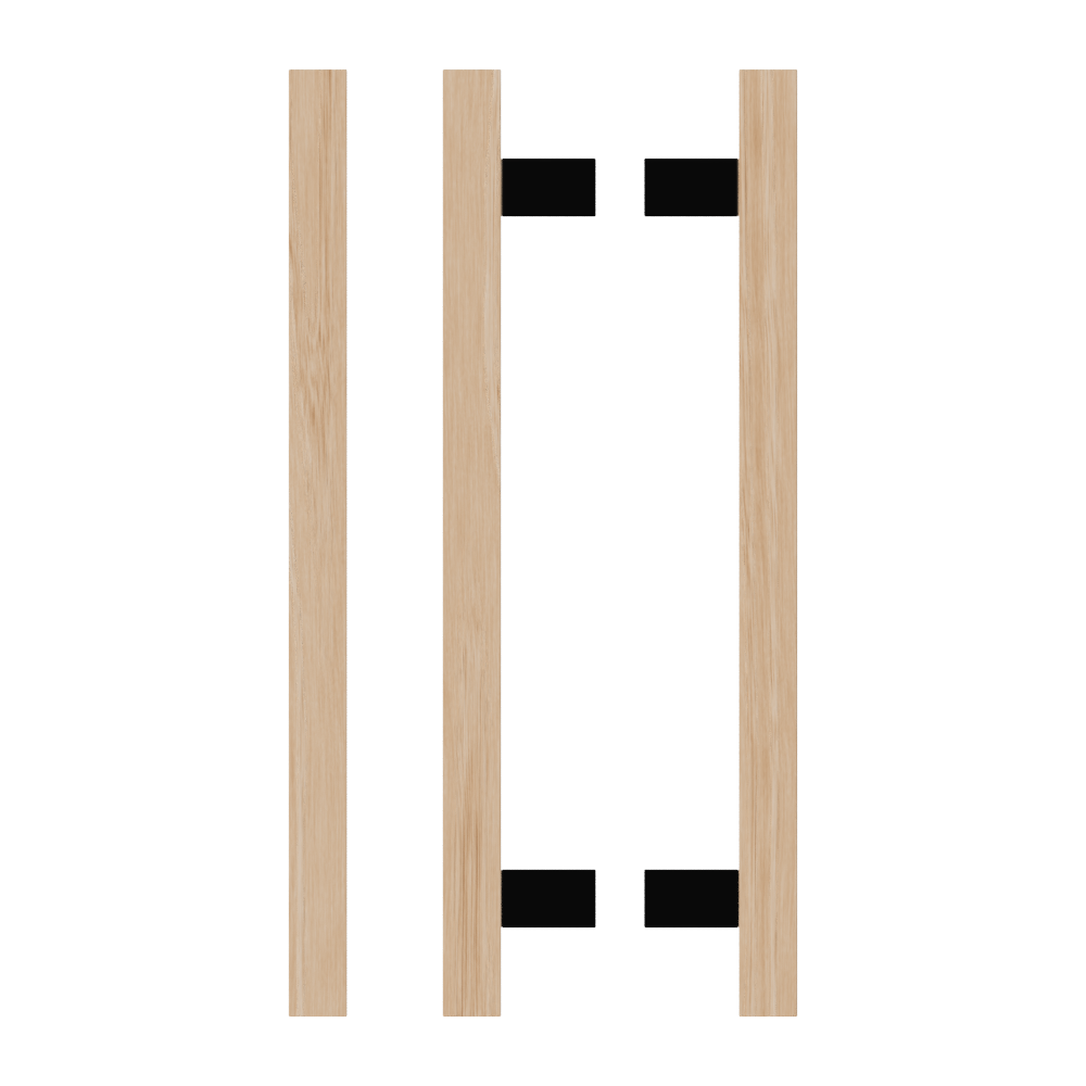 Pair of T06 Timber Victorian Ash pull handles by Style Finish Doorware, showcasing dark stained wooden pulls with metal fittings.