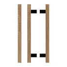 Pair of T06 Timber Pull Handles in American Walnut by Style Finish Doorware, featuring sleek wooden design with black accents.