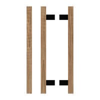 Pair of T06 Timber Pull Handles in American Walnut by Style Finish Doorware, featuring sleek wooden design with black accents.
