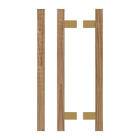 Pair of T06 Timber Pull Handles in American Walnut by Style Finish Doorware, featuring sleek wood grain and modern design.