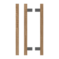 Pair of T06 Timber Pull Handles in American Walnut by Style Finish Doorware, showcasing natural wood grain and sleek design