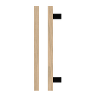 Timber pull handle in Tasmanian Oak by Style Finish Doorware, single T06 model, mounted on a door for a modern look.