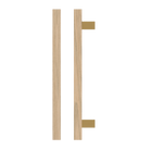 T06 Timber Pull Handle in Tasmanian Oak by Style Finish Doorware, single door handle with natural wood grain finish.