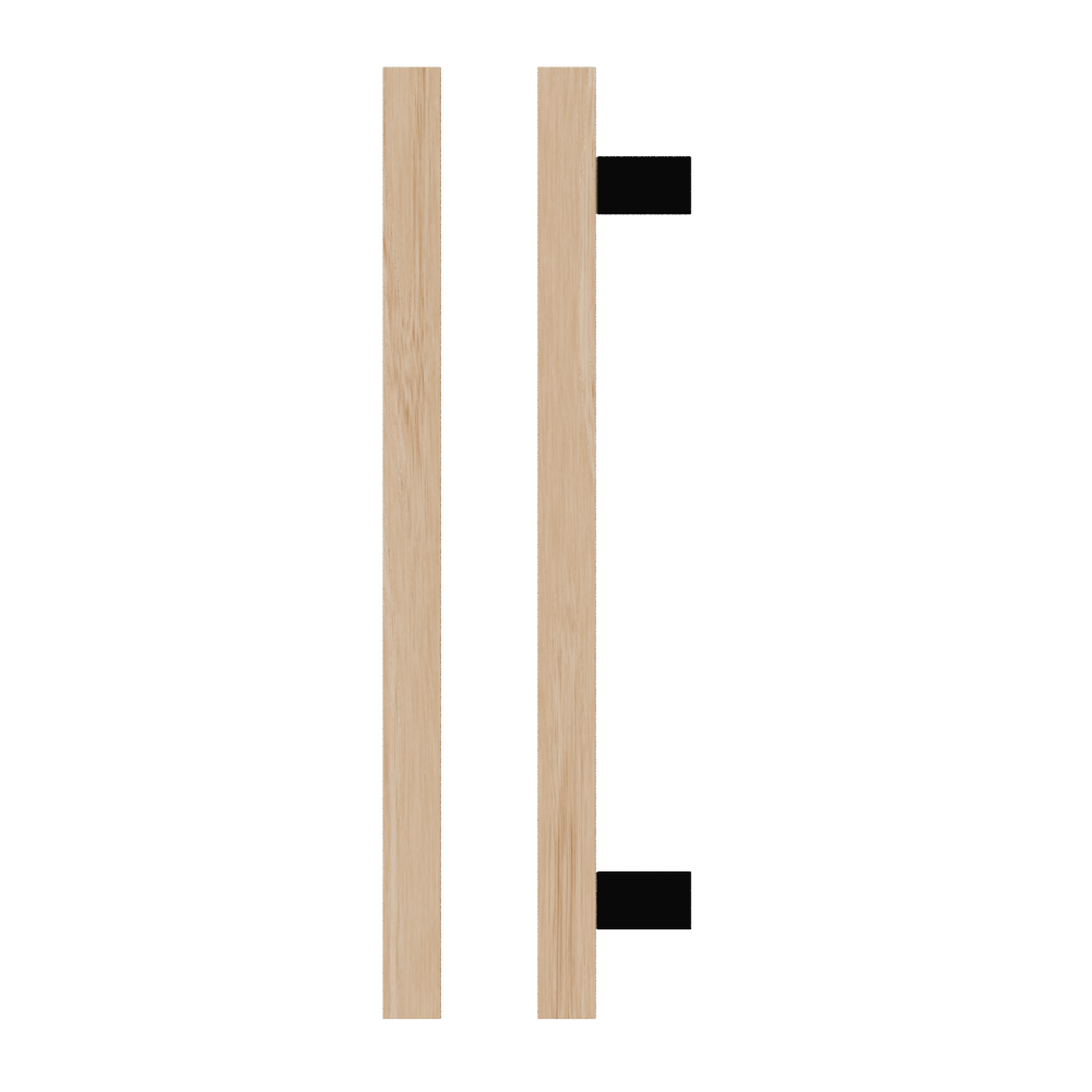 Single T06-25 Timber Entrance Pull Handle, Victorian Ash, CTC600mm, H800mm x 25mm x 25mm x Projection 70mm, Coated in Hard Wax (accentuates rich colours) in Victorian Ash / Satin Anodised Gun Metal