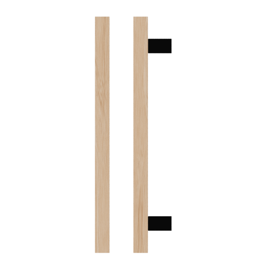 Single T06-25 Timber Entrance Pull Handle, Victorian Ash, CTC600mm, H800mm x 25mm x 25mm x Projection 70mm, Coated in Hard Wax (accentuates rich colours) in Victorian Ash / Satin Anodised Gun Metal