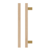 Single T06-25 Timber Entrance Pull Handle, Victorian Ash, CTC600mm, H800mm x 25mm x 25mm x Projection 70mm, in Raw Timber (ready to stain or paint) in Victorian Ash / Satin Anodised Brass
