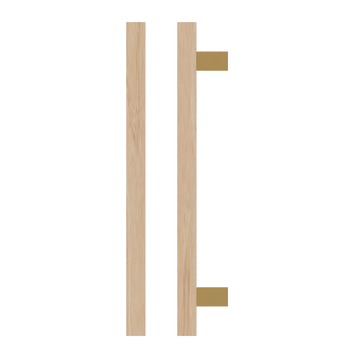 Single T06-25 Timber Entrance Pull Handle, Victorian Ash, CTC600mm, H800mm x 25mm x 25mm x Projection 70mm, Coated in Hard Wax (accentuates rich colours) in Victorian Ash / Satin Anodised Brass
