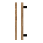Single T06 Timber pull handle in American Walnut by Style Finish Doorware, showcasing its sleek wood grain and modern design.
