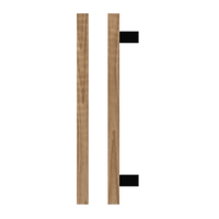 Single T06 Timber pull handle in American Walnut by Style Finish Doorware, showcasing its sleek wood grain and modern design.