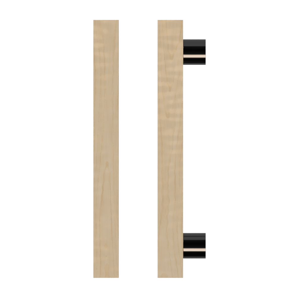 Single T07 Timber Entrance Pull Handle, American White Oak, CTC1000mm, H1200mm x 40mm x 40mm x Projection 85mm, Coated in Hard Wax (accentuates rich colours) in White Oak / Satin Anodised Gun Metal