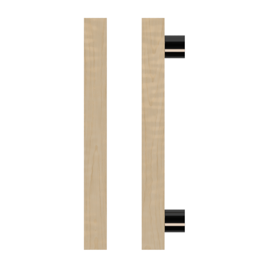 Single T07 Timber Entrance Pull Handle, American White Oak, CTC1000mm, H1200mm x 40mm x 40mm x Projection 85mm, Coated in Hard Wax (accentuates rich colours) in White Oak / Satin Anodised Gun Metal