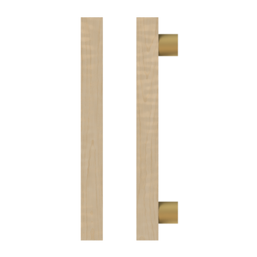 Single T07 Timber Entrance Pull Handle, American White Oak, CTC1000mm, H1200mm x 40mm x 40mm x Projection 85mm, Coated in Hard Wax (accentuates rich colours) in White Oak / Satin Anodised Brass