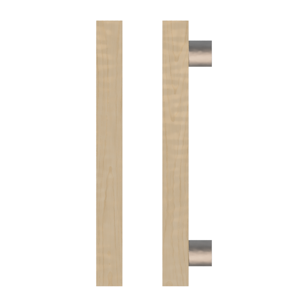 Single T07 Timber Entrance Pull Handle, American White Oak, CTC1000mm, H1200mm x 40mm x 40mm x Projection 85mm, Coated in Hard Wax (accentuates rich colours) in White Oak / Satin Anodised Nickel