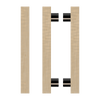 Pair T07 Timber Entrance Pull Handle, American White Oak, Back to Back Pair, CTC1000mm, H1200mm x 40mm x 40mm x Projection 85mm, Coated in Hard Wax (accentuates rich colours) in White Oak / Satin Anodised Gun Metal