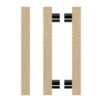 Pair of T07 Timber Pull Handles in American Oak by Style Finish Doorware, showcasing natural wood grain and sleek design