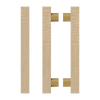 Pair T07 Timber Entrance Pull Handle, American White Oak, Back to Back Pair, CTC1000mm, H1200mm x 40mm x 40mm x Projection 85mm, Coated in Hard Wax (accentuates rich colours) in White Oak / Satin Anodised Brass