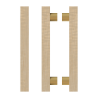 Pair of T07 Timber Pull Handles in American Oak by Style Finish Doorware, showcasing natural wood grain and sleek modern design.